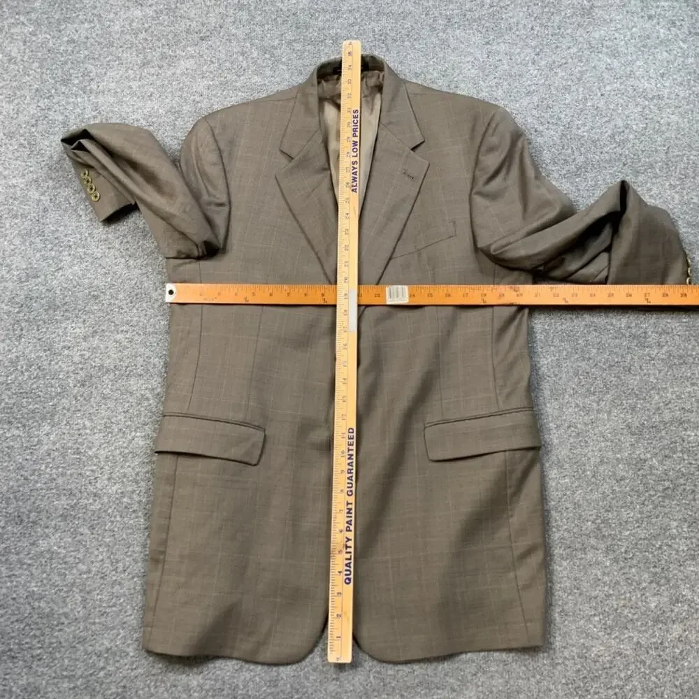 Daniel‎ Cremieux Blazer Mens 41R Pewter Wool Plaid Lined Notch Loro Piana Fabric